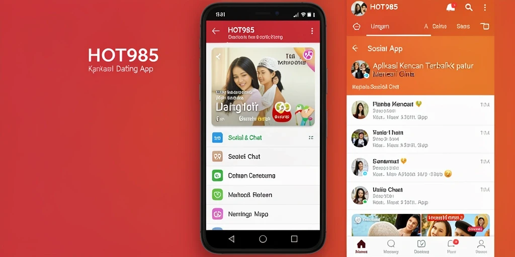 Tampilan antarmuka HOT985 dengan fitur kencan yang menarik.