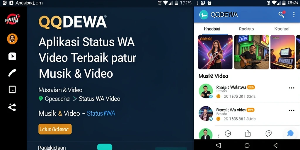 Tampilan antarmuka aplikasi QQDEWA untuk video Status WA yang menarik.
