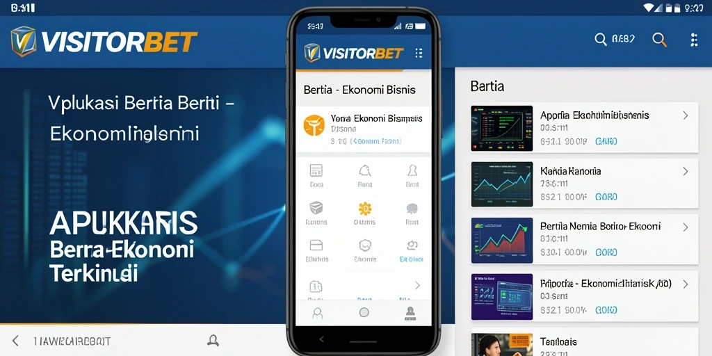 Antarmuka aplikasi VISITORBET menampilkan berita ekonomi terkini.