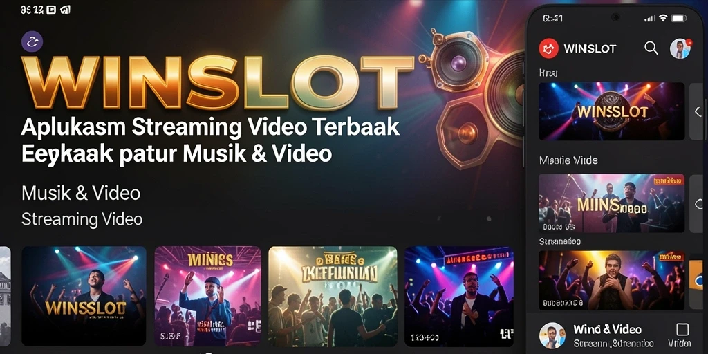 Tampilan antarmuka WINSLOT dengan berbagai pilihan video dan musik.